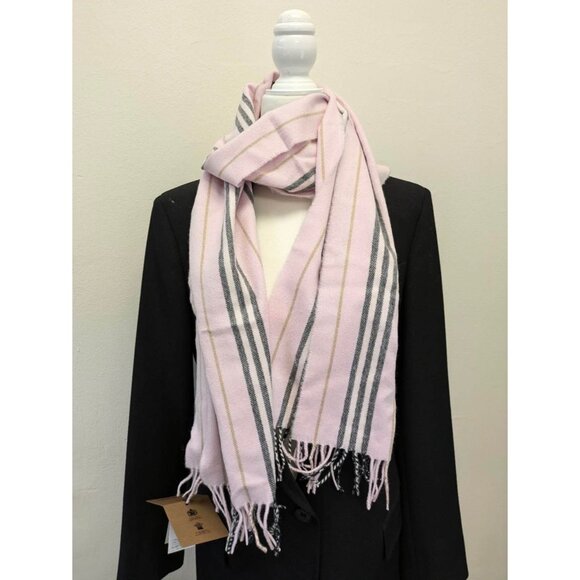 Burberry Small Icon Stripe Cashmere Wool Scarf In Alabaster 168*30cm - Picture 2 of 8